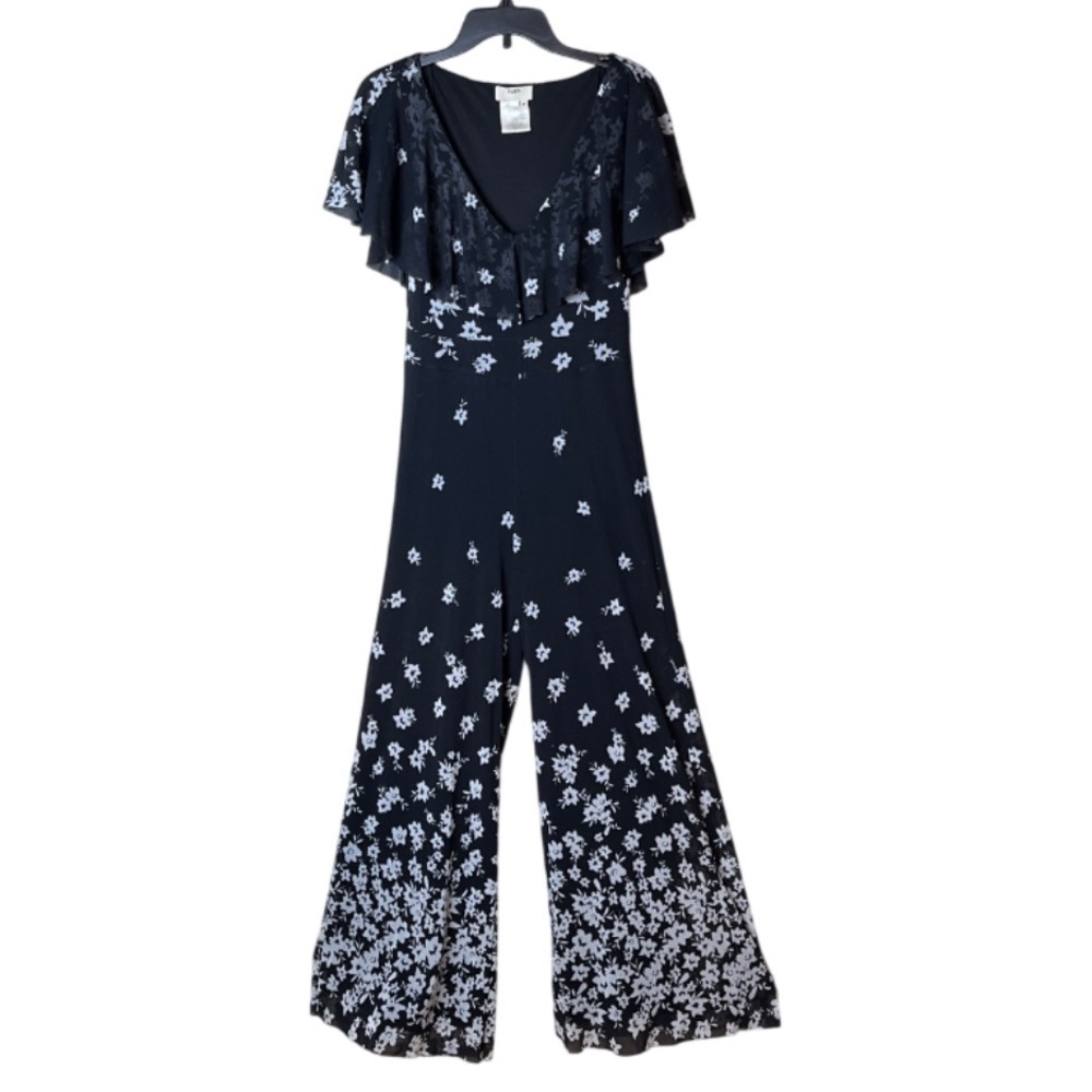 FUZZI Italian Black Floral Wide Leg Romper- M